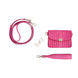 Wolf Mimi Collection Leather Pink Mini Bag with Wristlet and Lanyard