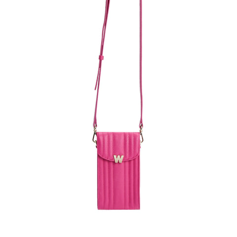 Wolf Mimi Collection Leather Pink Phone Case with Wristlet and Lanyard, 768590