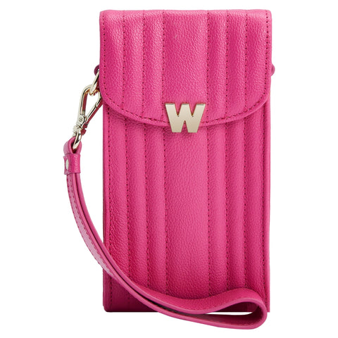 Wolf Mimi Collection Leather Pink Phone Case with Wristlet and Lanyard