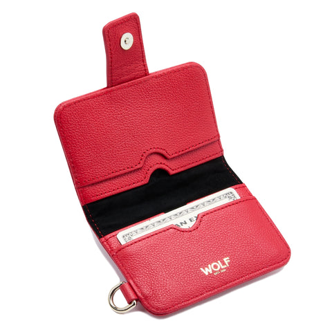 Wolf Mimi Collection Leather Red Credit Card Holder with Wristlet
