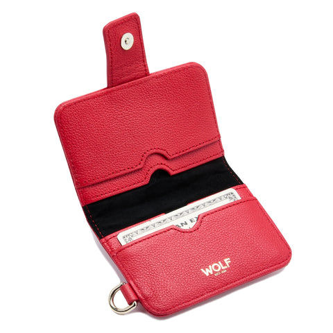 WOLF Mimi Collection Leather Red Credit Card Holder with Wristlet