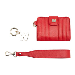 WOLF Mimi Collection Leather Red Credit Card Holder with Wristlet