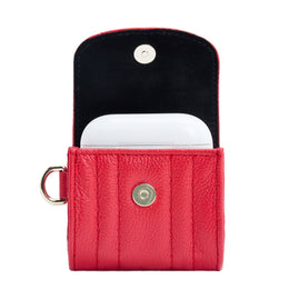 Wolf Mimi Collection Leather Red Earpods Case with Wristlet