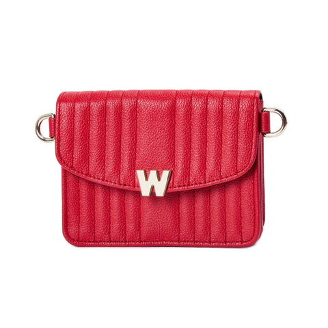 Wolf Mimi Collection Leather Red Mini Bag with Wristlet and Lanyard