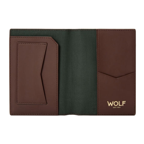 Wolf Signature Vegan Collection Brown Passport Sleeve