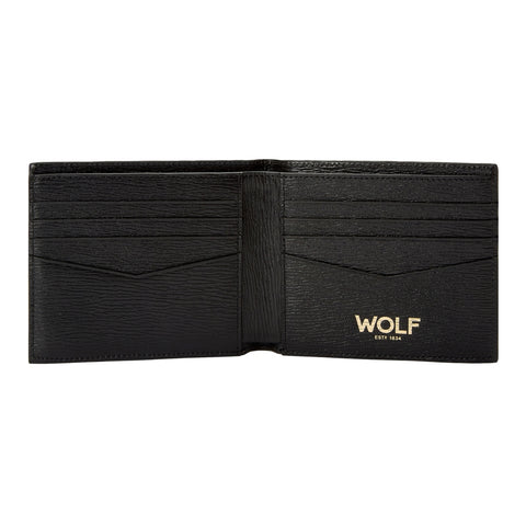 Wolf W Collection Leather Black Billfold Wallet
