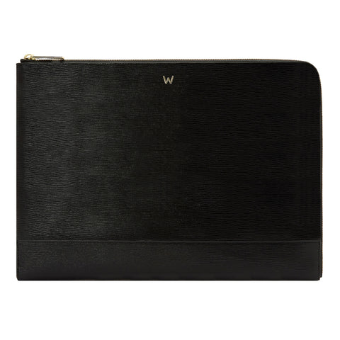 Wolf W Collection Leather Black Laptop Sleeve, 774602
