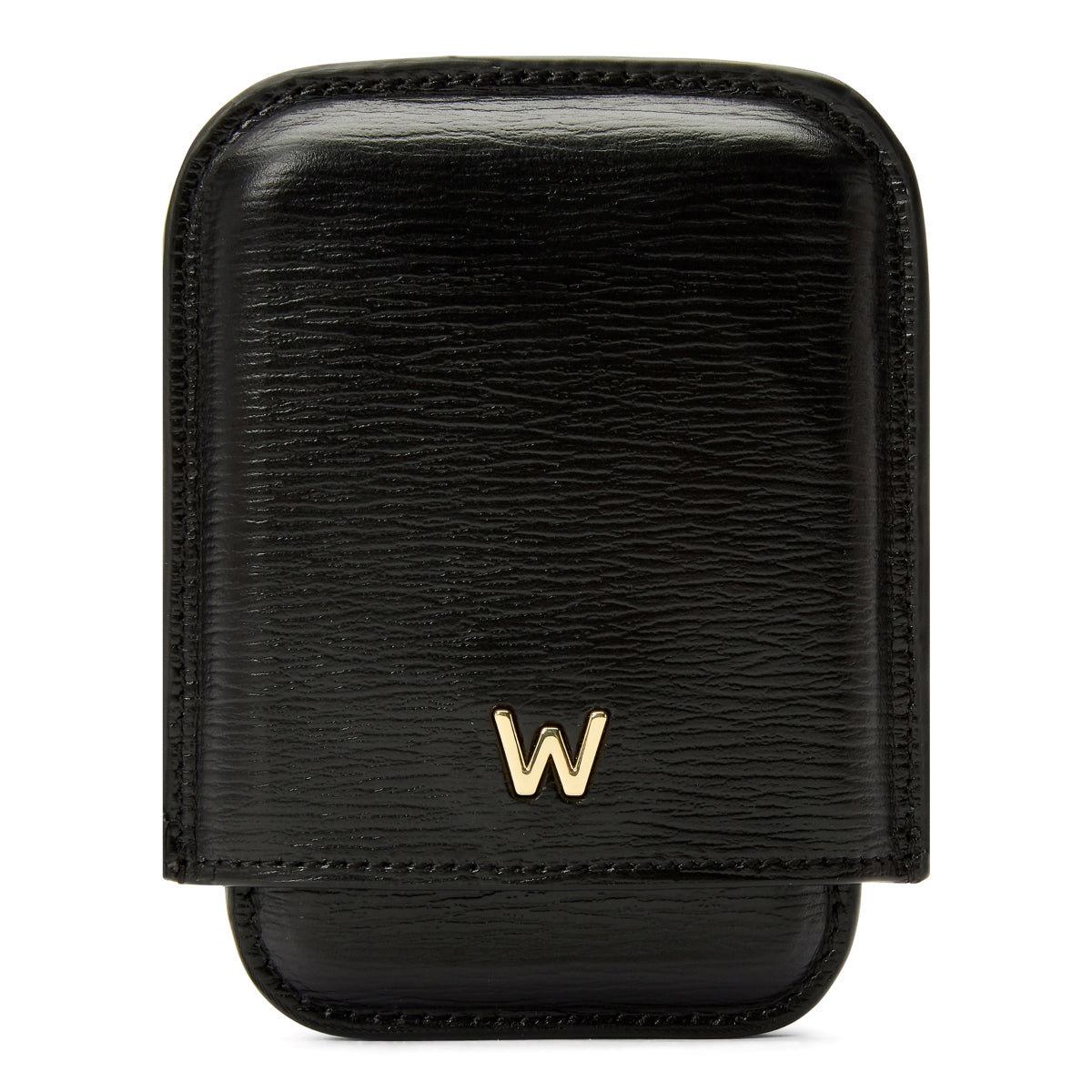 Wolf W Collection Leather Black Molded Card Case