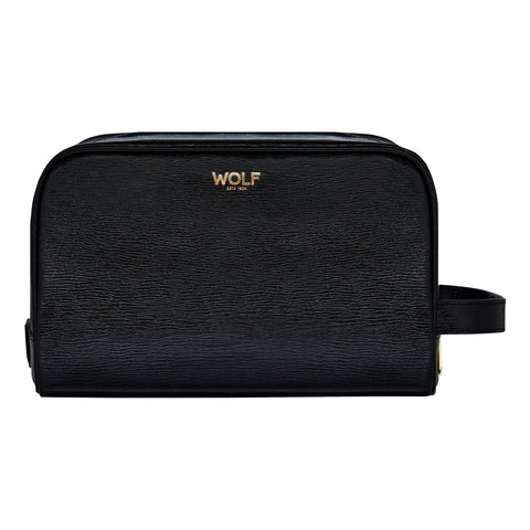 Wolf W Collection Leather Black Washbag