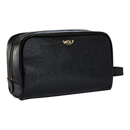 Wolf W Collection Leather Black Washbag